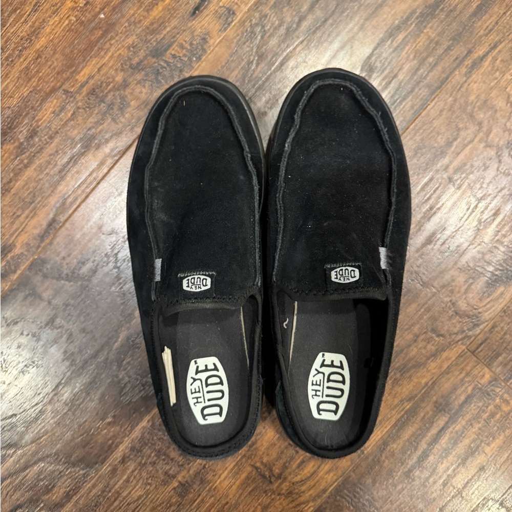 Hey Dude Black Slip-On Suede-Look Casual Loafers